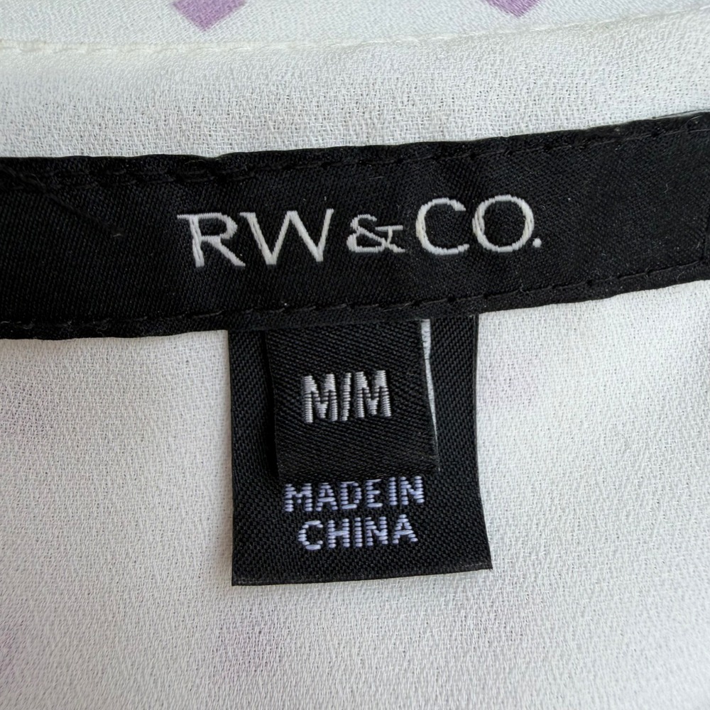 RW&CO Sleeveless Blouse Purple Geometric Dot Officecore Workwear Shell Medium - Picture 6 of 9